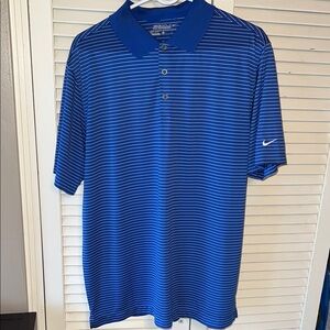 Nike Men's Polo Shirt in Blue and White Stripes
